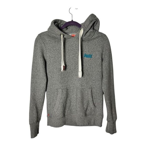 Superdry Orange Label Gray Hoodie Sweatshirt Size M Pullover Kangaroo Pocket - Picture 1 of 5
